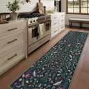 Lahome Insect Botanical 2'6"x10' Black Runners for Hallways, Non Slip Washable Kitchen Bathroom Carpet Runner,Soft Non Skid Indoor Rugs for Entryway Laundry Bedroom(Black,2'6"x10')