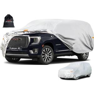 Kayme 6 Layers SUV Car Cover Custom Fit for GMC Yukon XL (2000-2025) Waterproof All Weather for Automobiles, Outdoor Full Cover Rain Sun UV Protection.Silver