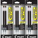 Pilot G2 Gel Ink Pen Refills, Ultra Fine Point, 0.38mm, Black Ink, 6 Refills
