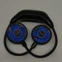 HandFan 10000mAh Neck Fan, 360° Rotation Hands Free Portable Fans for your Neck, 48h Lasting Rechargeable Battery Operated Wearable Necklace Personal Cool Fans for Travel/ Disney/ Sports/ Cycling/ Hiking
 (Black&Blue+10000mAh)