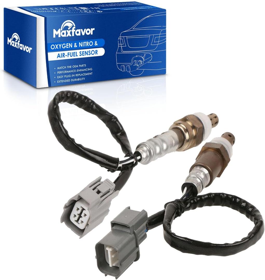MAXFAVOR 234-9005 234-4125 Upstream & Downstream O2 Oxygen Sensor Replacement for 2002 2003 2004 Honda CR-V EX LX Base L4 2.4L O2 Sensor OE# 15575 13706