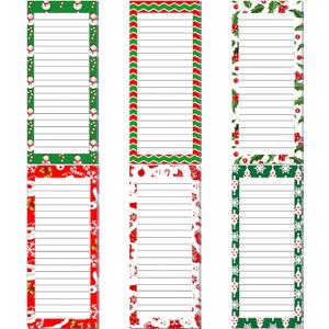 Zonon 6 Pieces Christmas Magnetic to Do List Notepads Christmas Notepad Magnetic Paper Pad Grocery Shopping List Pads for Fridge Reminders Memo Pad Scratch Pads(Classic)