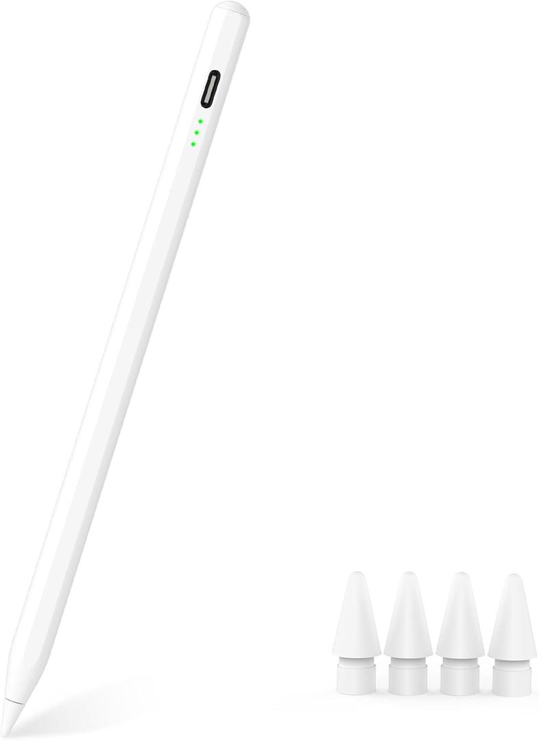 Stylus Pen for iPad 11th & 10th Gen - 2X Faster Charging, Tilt & Palm Rejection, Works with iPad Pro 12.9/11/M4, Air 5/M2, Mini 5/6/7, iPad 6th-11th Gen (2018-2025) (White)