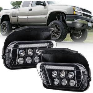 LED Fog Lights with DRL Compatible for Chevy Silverado 1500/2500HD/3500HD 2003 2004 2005 2006 All Models Avalanche 2002 2003 2004 2005 2006 Fog Lamp Kit Bumper Driving Light