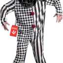 Morph Scary Clown Costume for Adults, Killer Clown Costume Men and Women, Halloween Scary Outfit, Creepy Horror Suit, 2 heads (Large)