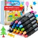 SYNCFUN 24 Pcs Twistable Silky Window Crayons, Washable Crayons, Glass and Paper, Easy to Hold & Quick-Drying Art Supplies, Non-Toxic, Mess Free, Birthday Valentine Easter Gifts for Kids Ages 3+