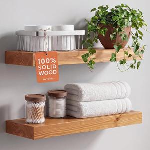 Shelves
Homeforia 20 Inch Floating Shelves, High-End Solid Pine Wood, Set of 3
Golden Oak Finish, Holds Up To 50 Lbs Per Shelf, Hidden Brackets, Hardware Included, 20 x 6.5 x 1.75 Inch