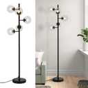 KCO Lighting 5 Light Globe Floor Lamp Black Tall Floor Lamp Mid Century Modern Floor Light Contemporary Standing Lamps for Living Room Bedrooms Office
