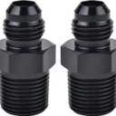 EVIL ENERGY 6AN Male Flare to 3/8" NPT Pipe Fitting Adapter Aluminum Straight Black 2PCS