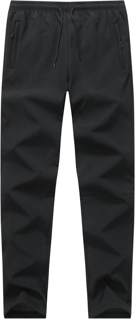 Men Fleece Lined Warm Hiking Pants Thermal Winter Ski Sweatpants (35-36, Black)