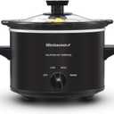 Elite Gourmet MST-250XB Electric Slow Cooker Ceramic Pot, with Adjustable Temp, Entrees, Sauces, Soups, Roasts, Stews & Dips, Dishwasher Safe (1.5 Quart, Black)