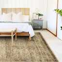 CHAMPLANT Area Rug 8x10 Washable Rug Brown Vintage Traditional Mat Distressed Indoor Foldable Thin Retro Accent Floral Non Slip Carpet Living Room Dining Room Office