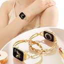 MOFREE Slim Metal Band Compatible with Apple Watch Bands for Women 38mm/40mm/41mm/42mm (Series 11/10), Thin Bracelet Strap Band for iWatch SE/9/8/7/6/5/4/3/2/1, Lightweight Dressy Women Bands Gold
