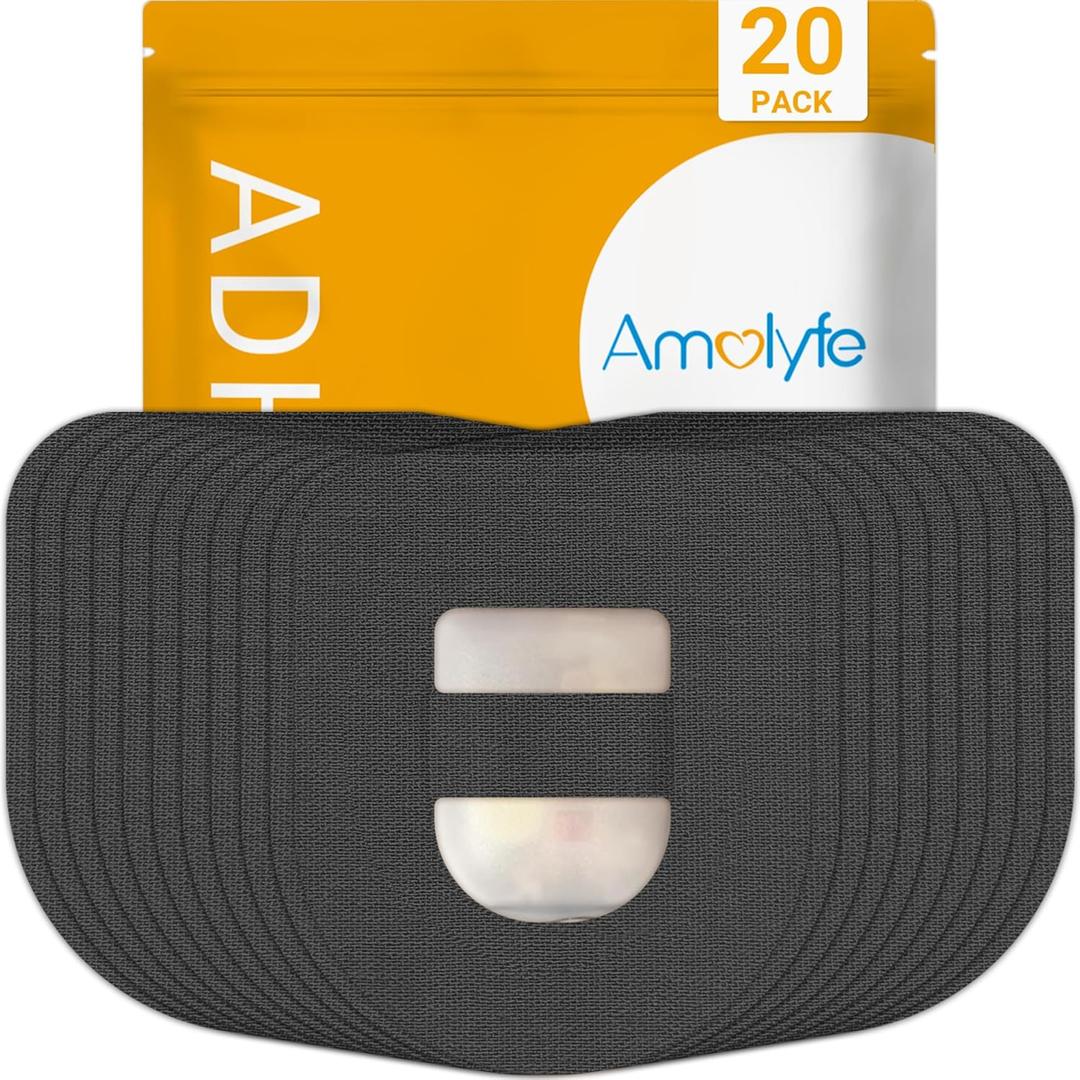 Omnipod 5 Overpatches, 20 Pack Amolyfe Omnipod 5 Adhesive Patches Waterproof with Stretchable Strap, Optimized Split Backing for Easy Use, Breathable, Medical Adhesive (Black)