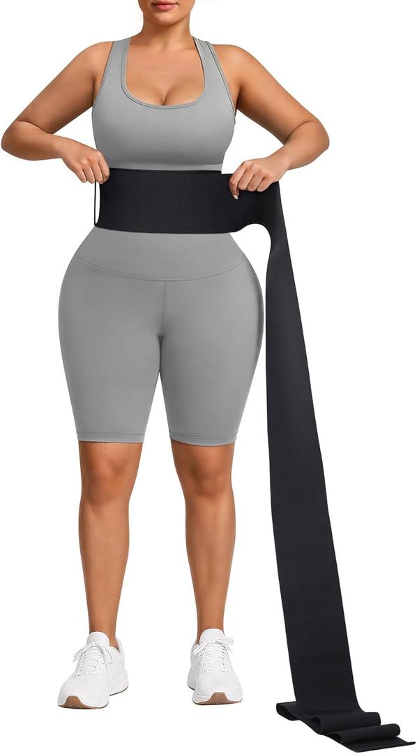 FeelinGirl Waist Trainer for Women Bandage Wrap Trimmer Belt Long Torso Tummy Wraps Belly Body Shaper Waist Trimmer Belt, One Size
