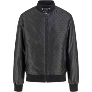 GUESS Men's Quattro G Varsity Bomber Jacket (Jet Black), S