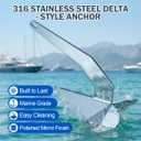 CORDUN Delta Anchor 316 Stainless Steel Boat Anchor Triangular Wing Style Plow Anchor for Pontoon Beach Fishing Boats Sailboat 11lb/5KG for Boats Up to 28 FT