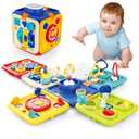Busy Board for 1+ Year Old Girl & Boy Gifts, Montessori Toys for 1 2 3 4 Year Old Toddler, 6-in-1 Educational Early Development Toys for Toddlers 2-4, Christmas, Birthday Gift for 1-4 Year Old Kids