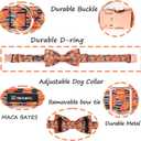 Maca Bates Halloween Collars for Dogs Cotton Soft Pumpkin Dog Collar with Metal Buckle Dog Collar with Bow Tie Adjustable for Small Medium Large Dog
