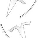 3 x 3D Metal Emblem Sticker for Model 3, 2Pcs Chrome - Front Hood Badge Decal & Rear Trunk Logo (Model 3 - Sliver)