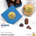 Avery Printable Embossed Foil Round Labels, 2" Diameter, Gold, 96 Customizable Labels (22831)