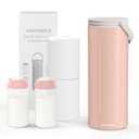 Portable Breast Milk Cooler for Travel, 22oz Large Capacity Breastmilk Chiller for Working Moms, 360 Cooling Keeps Milk Chilled 24 Hours, Includes 2 Baby Bottles, Breastfeeding Essentials, Pink