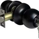 BESTTEN Keyed Entry Door Knob, Entrance Door Lock, Standard Ball, All Metal, Matte Black