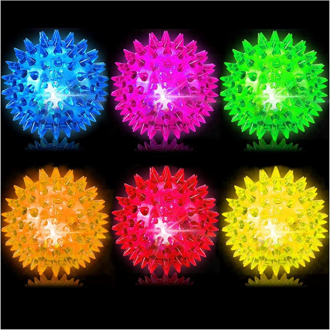 Sensory Light Up Bouncy Balls - Sensory Toys for Kids with Autism Toys for 3-4 5-7 8-12 Gifts for Boys Girls Spiky Stress Balls Novelty Noisemaker Toys Easter Basket Stuffers