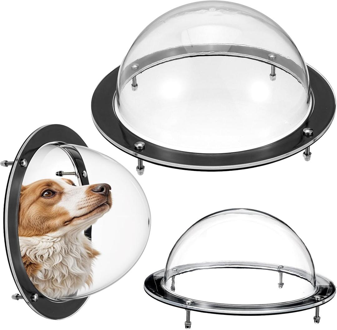 2 PCS Dog Fence Window, 12.4 x 4.9 Inch Clear Pet View Dome, Durable Pet Peek Windows, Doggie Fence Safe Domes, Pets Supply for Dog Cat Horse Outside Playground Garden