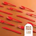 PLASTICPRO 1000 piece Cutlery Combo set of Red Plastic Forks, Spoons, and Knives Disposable Colored Cutlery Bulk Pack Variety Pack for Party Home Office