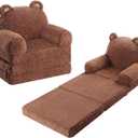 MOMCAYWEX Kids Sofa, Sherpa Couch with TriLayer Foam Cushions, Comfy Seating for Kids Age 18 Months and Up, Brown