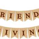 Friendsgiving Burlap Banners Thanksgiving Decorations - 2 Strings, NO DIY | Rustic Pumpkin Burlap Garland | Thanksgiving Party Supplies Fireplace Mantle Home Decoration 2025 New