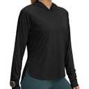 Women's UPF 50+ Sun Shirt with Hoodie SPF Long Sleeve UV Protection Shirts Sun Protection Clothing Hiking Fishing Outdoor Lightweight Black S (Black, S)