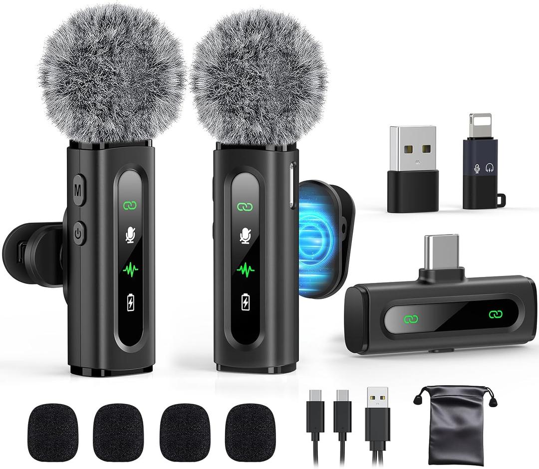 USB C Lavalier Microphone Wireless Mini Mic for Type-C Android Phone/Tablet/PC Video Recording Clip-on Mics with Rotatable Clip&Denoise Recording, Ideal for Vlog Tiktok Youtube Podcast Content Creator