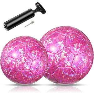 Deekin 2 Pcs Soccer Ball with Pump Size 2 Size 3 Indoor Outdoor Soccer Ball for Kids Teen Adults Indoor Outdoor Sport Gift for Training (Pink)