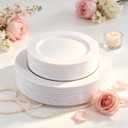 FLOWERCAT 60PCS White Plastic Plates - Heavy Duty White Disposable Plates for Mother's Day/Birthday Party/Wedding -serve for 30 guests Include 30PCS 10.25" & 30PCS 7.5" Plates for Party