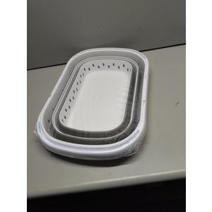 SAMMART 42L (11 gallon) Collapsible Plastic Laundry Basket - Foldable Pop Up Storage Container/Organizer - Space Saving Hamper/Basket (1, White/Grey)