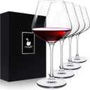 Crystal Red Wine Glasses Set of 4 16 oz Elegant Long Stem Wine Glasses in Gift Box, Premium Glassware for Wedding, Anniversary, Birthday Gifts