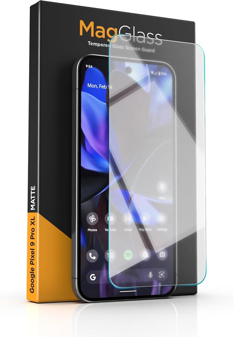 magglass Matte Screen Protector for Google Pixel 9 Pro XL (6.8") Anti-Glare Tempered Glass with Alignment Applicator (Fingerprint Unlock Compatible)