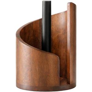 Stylish Mountain Paper Towel Holder with Mango Wood Base & Sturdy Iron Holders - Effortless One-Hand Tear for Jumbo & Mega Rolls - Perfect for Kitchen & Living Room Countertops