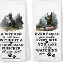 Voatok Funny Doberman Pinscher Kitchen Towels Set of 2, Doberman Gifts for Women Hand Towels, Gifts for Dog Lovers Mom Dad Dish Tea Towels for Kitchen, 16x24 Inches