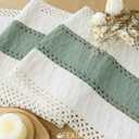 FEXIA Sage Green Table Runner 72 Inches Long with Tassels Boho for Easter Home Decor Rustic Macrame Farmhouse Table Cover for Srping Party Bohemian Bridal Shower Dining Decorations(12x72 Inches)