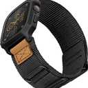 SUNFWR Bands Compatible with Apple Watch 44mm 45mm with Case,Rugged Velcr Sport Apple Watch Strap with Protective Cover for iwatch Series 9/8/7/6/5/4/SE for Men(Black)