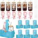FoldTier 6 Set Nurse Appreciation Gifts Nurse Week Gift, 16oz Glass Cups with Lids Straws Brushes, Artificial Flower Bouquet and Carry Boxes Thank You Gift for Rn Practitioner Holiday Present