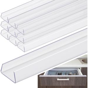10 Pcs 24" Cabinet Door Protector Edge Guard-3/4 Thick Slip-On Drawer Door Protector in Clear-Shelf Edge Protectors for Kitchen Cabinets to Prevent Wear,Chipping and Discolouration