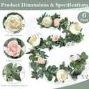 2 Pack 13Ft Artificial Eucalyptus Flower Garland with 16 White Peony Pink Rose, Baby Breath Fake Flowers Greenery Garland Floral Vine for Mantle Wedding Table Runner Centerpiece Backdrop Home Decor