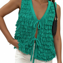 Messic Fall Sweater Vest Oversized Sleeveless Sweater Tie Front Knit Tops M