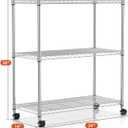 Simple Deluxe Heavy Duty 3-Tier Storage Shelves 750Lb Capacity, 24.02" D x 13.78" W x 29.92" H Adjustable Shelving Unit with Wheels, Chrome