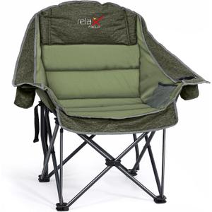 Oversized Camping Chair, Portable Folding Padded Camp Chairs with Side Pocket, Cup Holder, Heavy Duty Support 500LBS Outdoor Lounge Chair for Adults, Fishing, Sports, Trip, Green, 1PCS