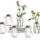 Vintage Glass Vases, Mason Jars for Centerpieces, Farmhouse Mason Jar Vase with Rope Design, Centerpiece Vases for Table, Wedding & Home Decor (6)